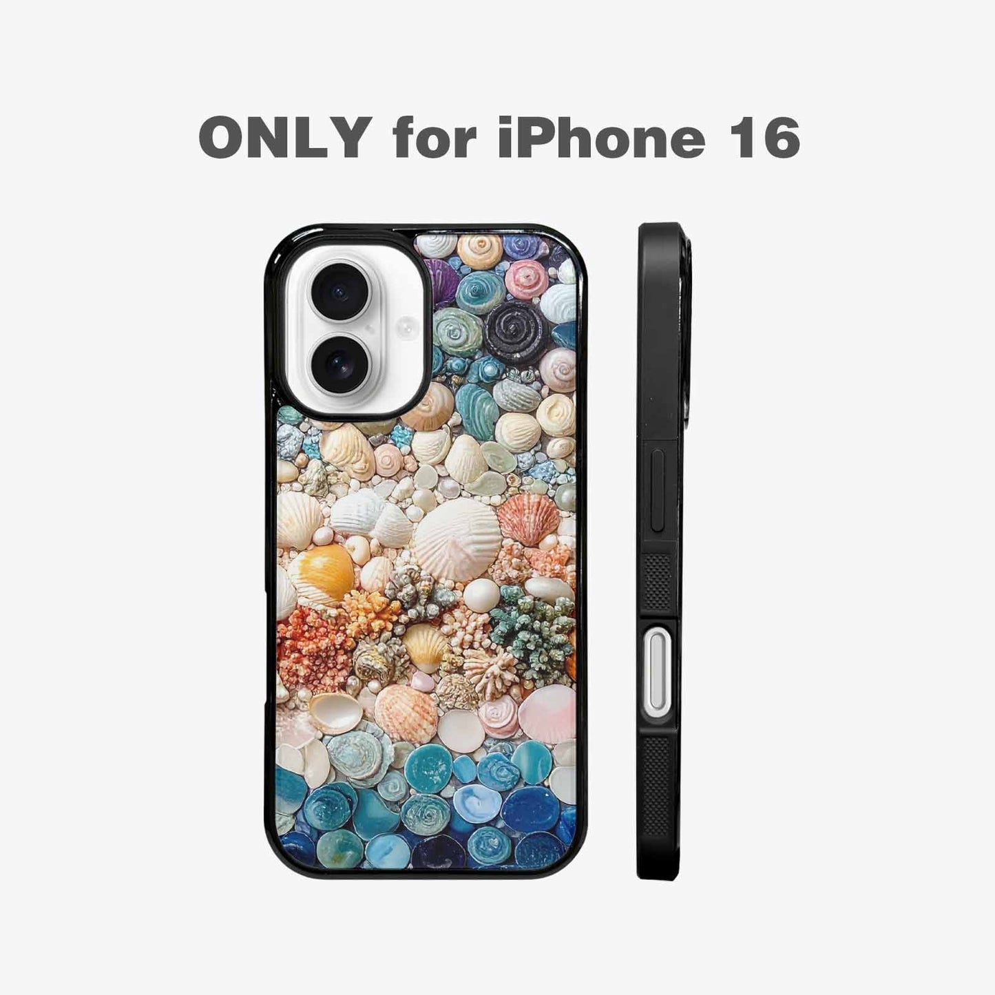 iPhone 16 Case — Seashell Collage Seashell Collage Pattern Hundreds, Custom Designed Case Cover