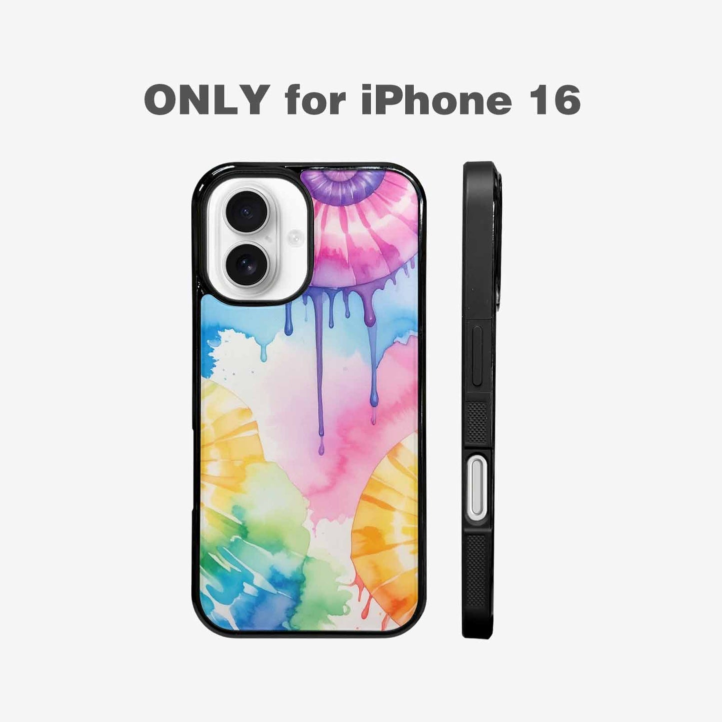 iPhone 16 Case — Dripping Tie Dye Spiral, Custom Art Phone Cover