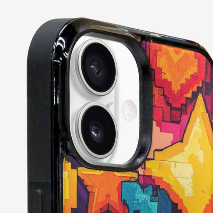 iPhone 16 Plus Case — Pixel Art 8 Bit Burst Pattern, Custom Phone Case