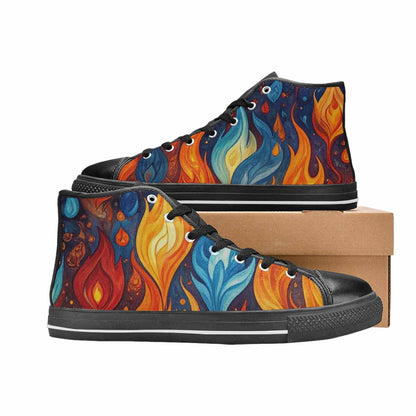 WOMEN'S Fire Flame High Top Canvas Grunge Custom Shoes