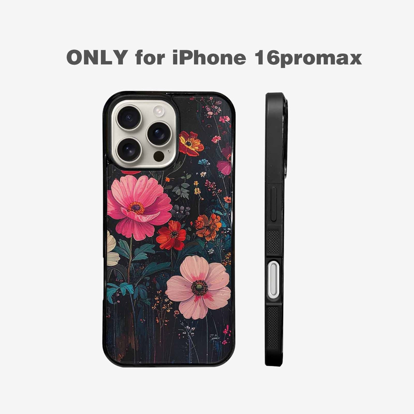 iPhone 16 Pro Max Case — Shadowy Glitch Floral Pattern Hundreds Of, Customized Protective Case