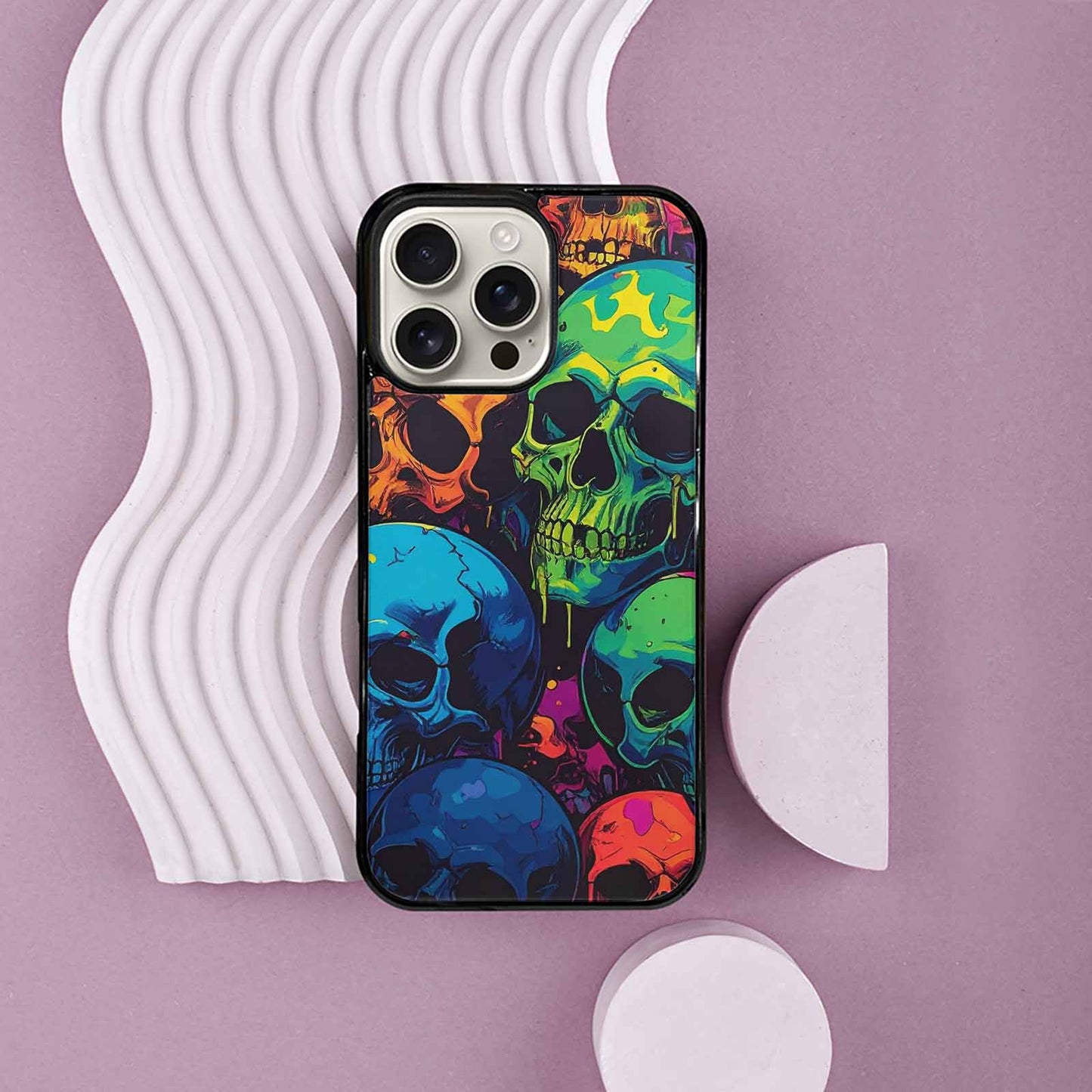 iPhone 16 Pro Max Case — 1000s Of Skulls Digital Camo Drip, Custom Art Phone Cover