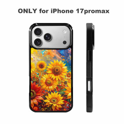 iPhone 17 Pro Max Case — Impressionist Sunflower Brushstroke Pattern Floral, Custom Print Case Cover