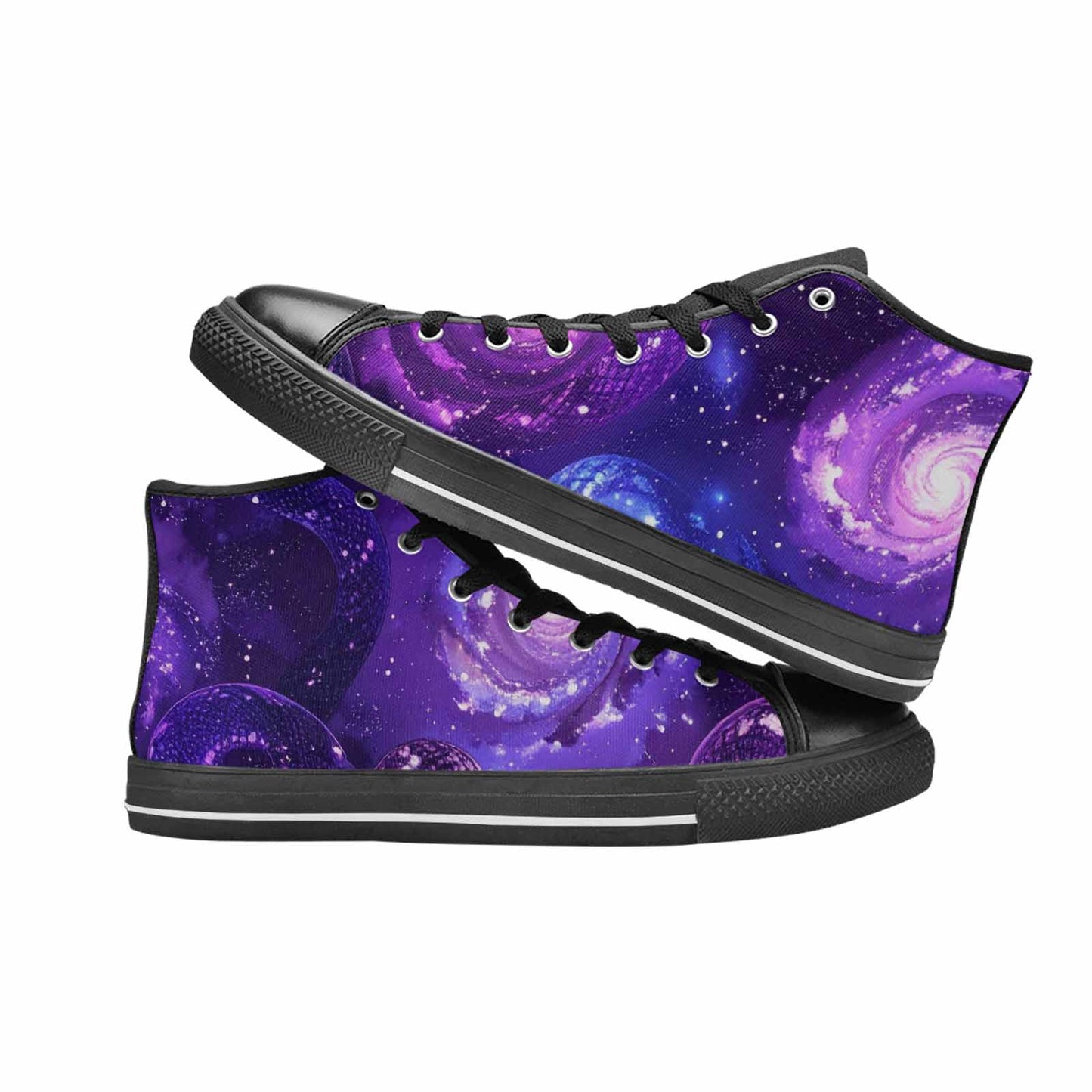 WOMEN'S Galaxy Snake Print High Top Canvas Cottagecore Custom Sneakers