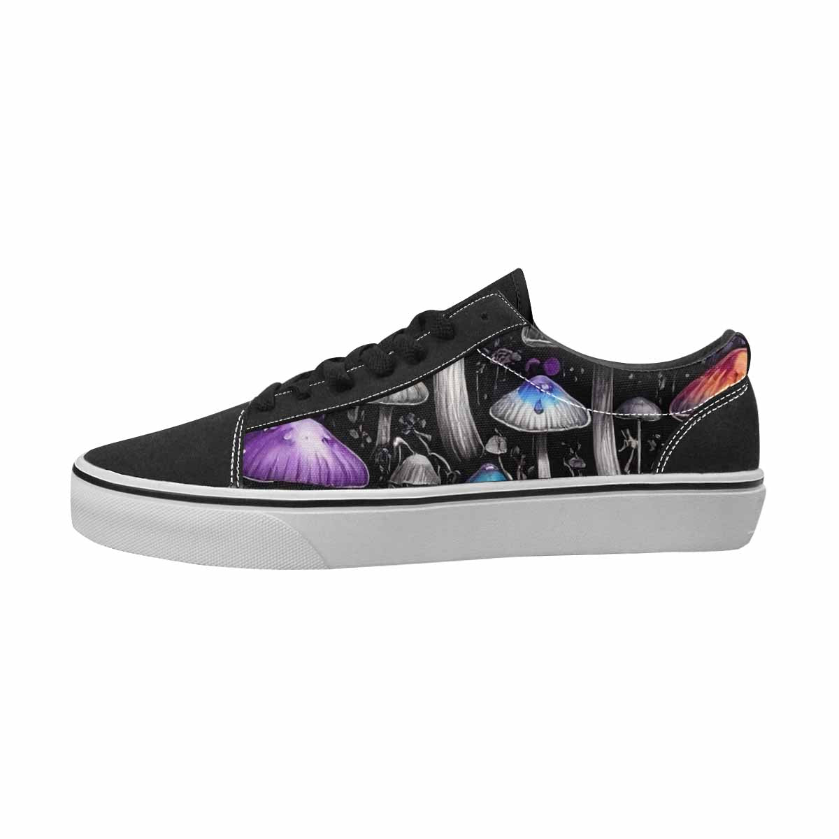 MEN'S Mushrooms Black & Purple Ink Canvas Wearable Art Wallpaper Art Limited Edition Sneakers