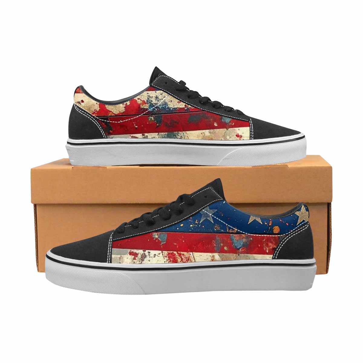 MEN'S American Flag Stars Canvas Lace-Up Surreal Custom Sneakers