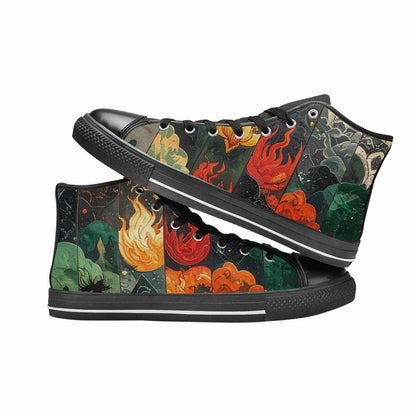 MEN'S Dragon Scale Fantasy High Top Canvas Vibrant Chaos Sneakers