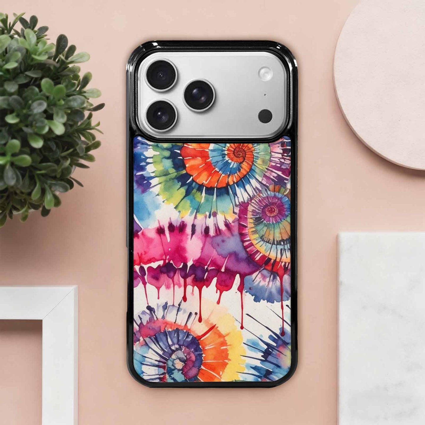 iPhone 17 Pro Max Case — Tie Dye Swirls Black Tie Dye, Custom Printed Phone Case