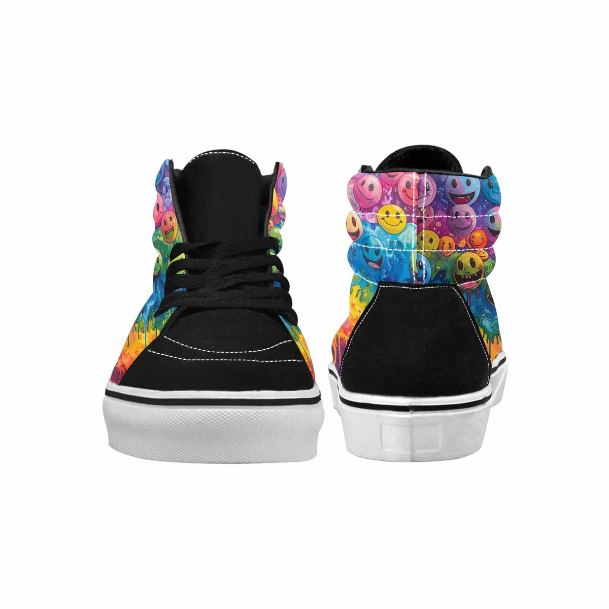 MEN'S Smiley Facessmiley Faces  High Top Canvas Dark Academia Custom Sneakers