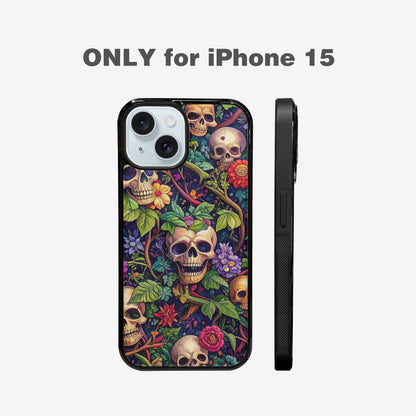 iPhone 15 Case — Skulls Botanicalskulls Pattern, Custom Phone Case