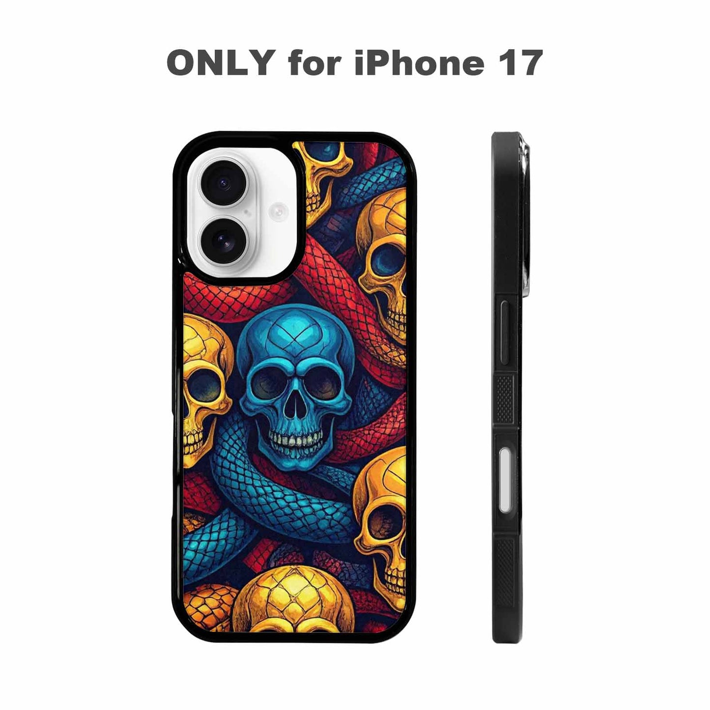 iPhone 17 Case — Snake Skulls Print Gothic Skulls, Customized Protective Case