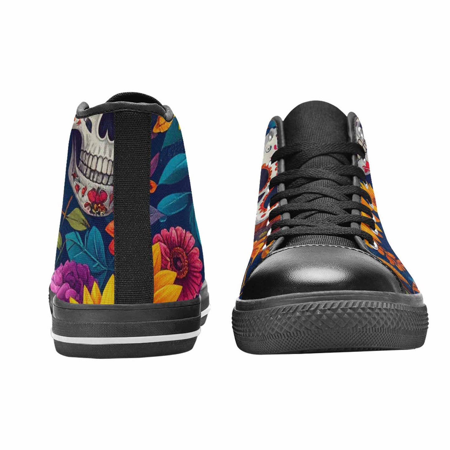 MEN'S Sunflower Skulls Print High Top Canvas Dreamcore Custom Sneakers