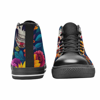 MEN'S Sunflower Skulls Print High Top Canvas Dreamcore Custom Sneakers