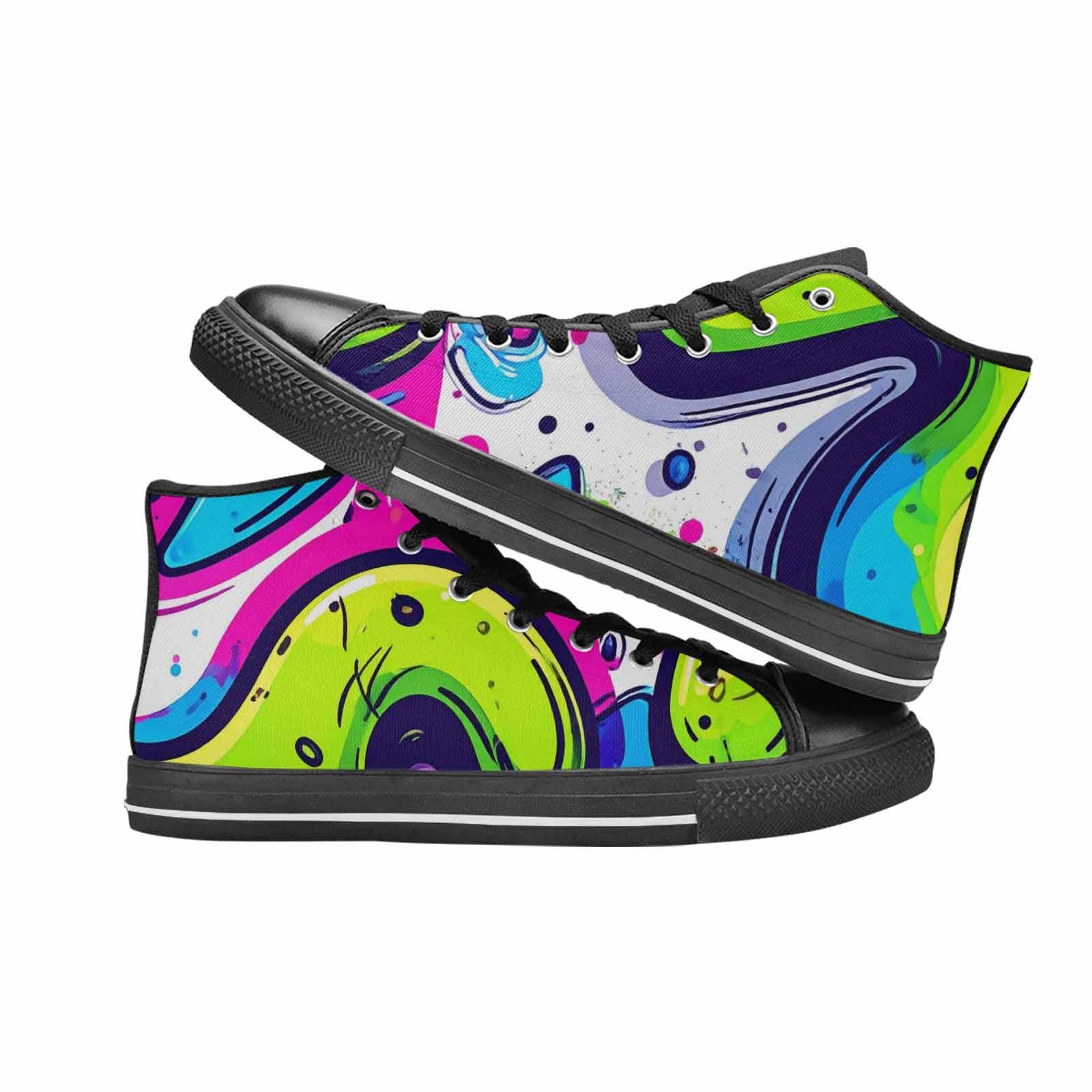 WOMEN'S Acid Wash Cartoon High Top Canvas Dark Academia Shoes