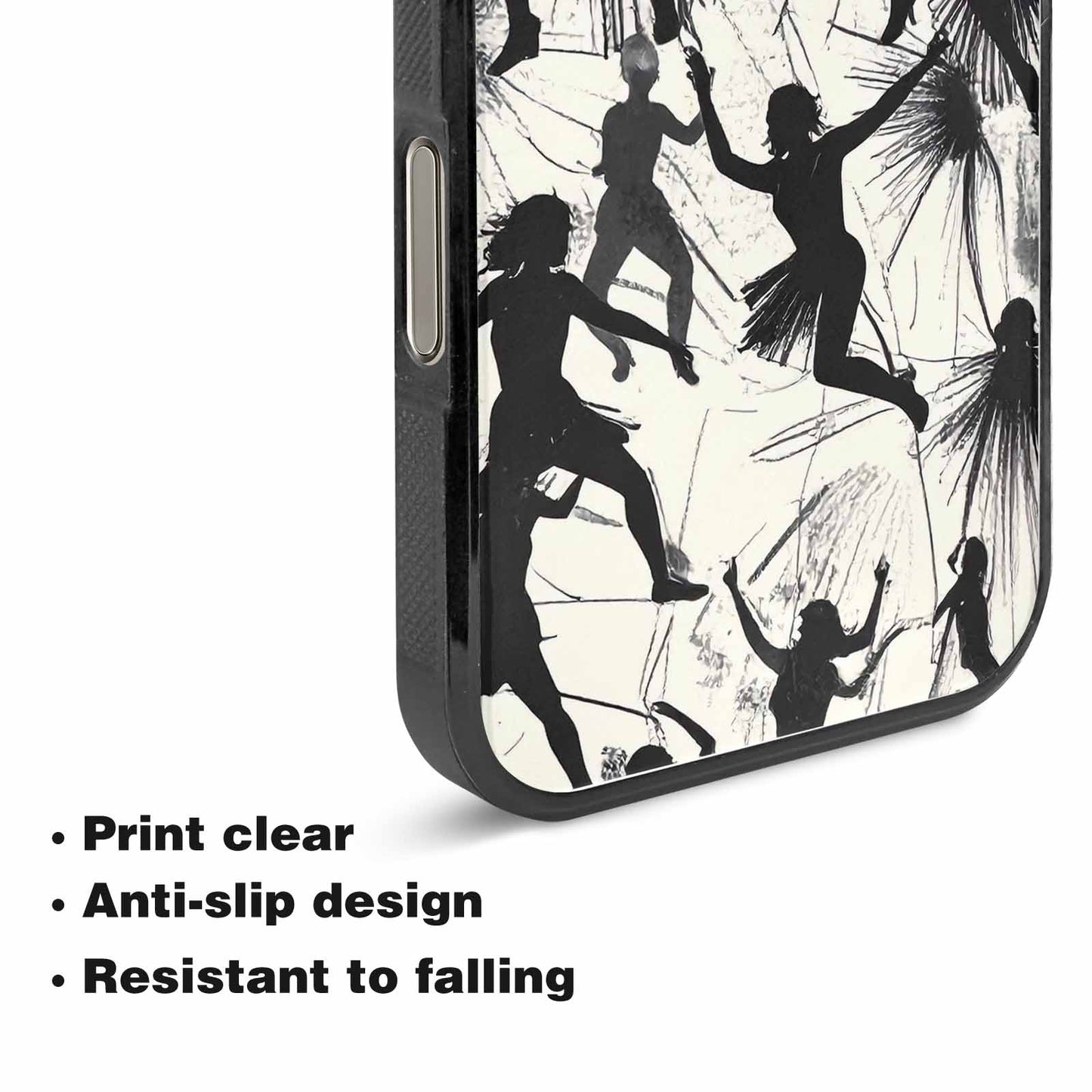 iPhone 15 Pro Max Case — Bold Dancing Figure Line Art Pattern, Custom Art Phone Cover