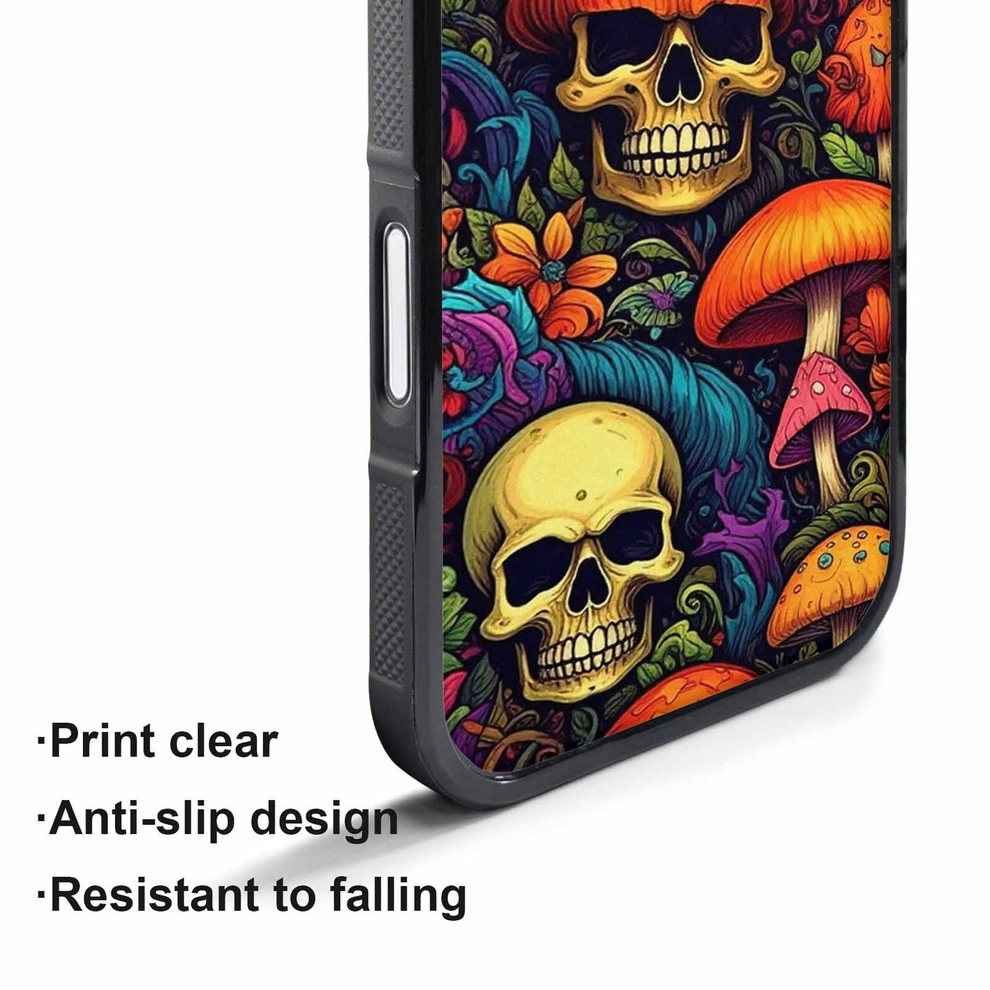 iPhone 17 Pro Case — Mushrooms And Skulls Gothic Skulls, Custom Made Phone Cover