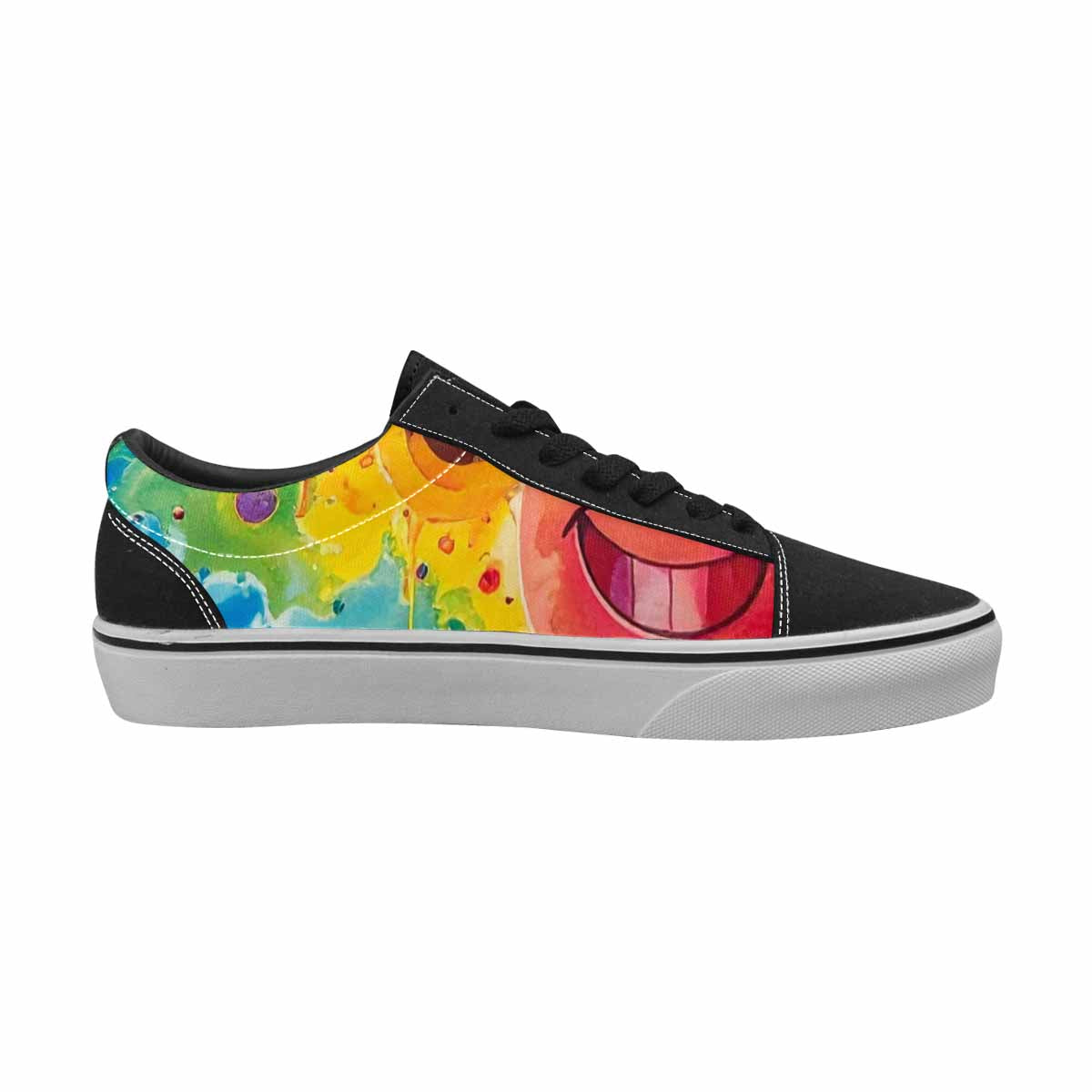 WOMEN'S Smiley Facessmiley Faces  Lace-Up Canvas Vibrant Chaos Sneakers