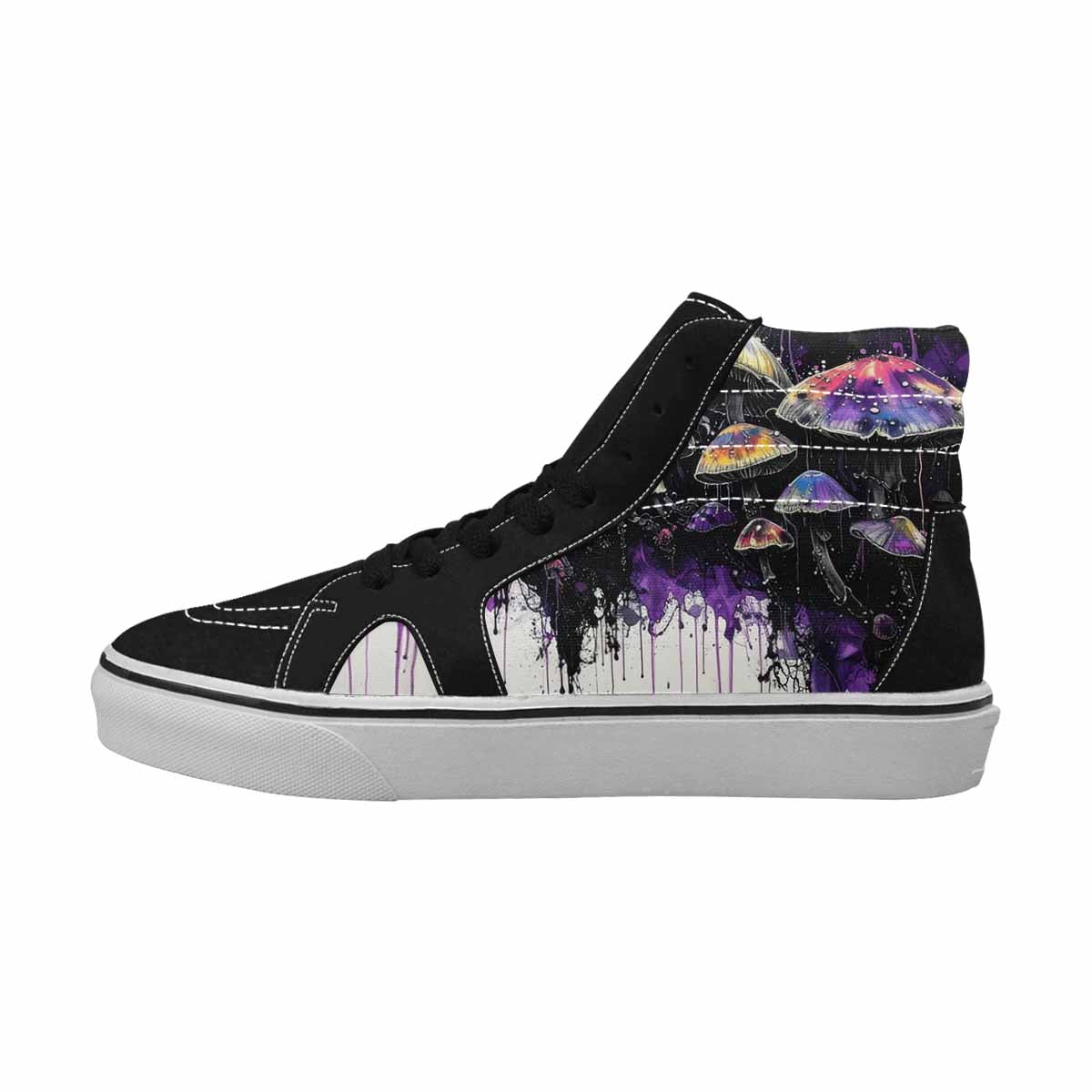 MEN'S Rainbow Drip Mushrooms High Top Canvas Neon Fantasy Custom Shoes