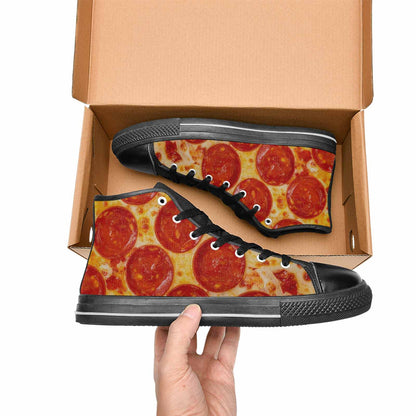 WOMEN'S Pepperoni Pizza Print High Top Canvas Vibrant Chaos Shoes