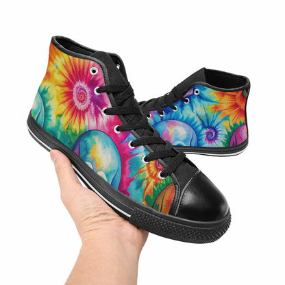 MEN'S Tie Dye Skulls Print High Top Canvas Y2K Custom Shoes