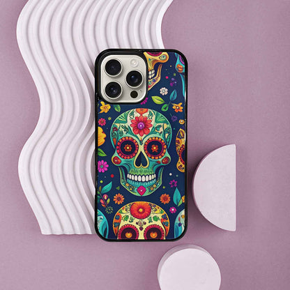 iPhone 16 Pro Max Case — Rainbow Sugar Skull Weave, Original Design Phone Case
