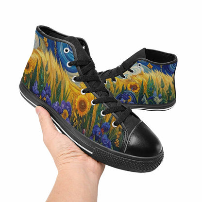 MEN'S Van Gogh-Style Swirl High Top Canvas Cottagecore Custom Shoes
