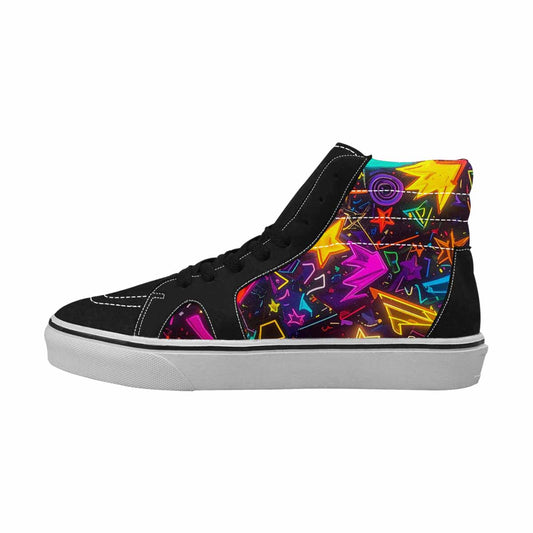 WOMEN'S 80s Retro Motif High Top Canvas Kaleidoscope Custom Sneakers