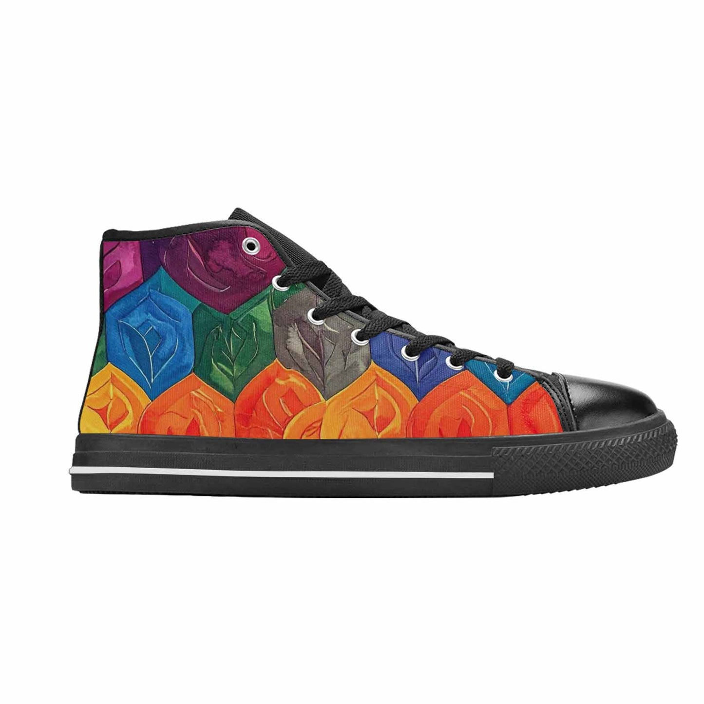 MEN'S Rainbow Pride Flag High Top Canvas Vibrant Chaos Shoes