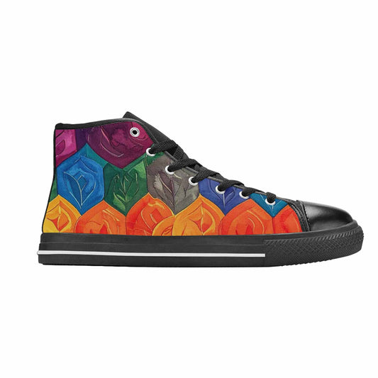 MEN'S Rainbow Pride Flag High Top Canvas Vibrant Chaos Shoes