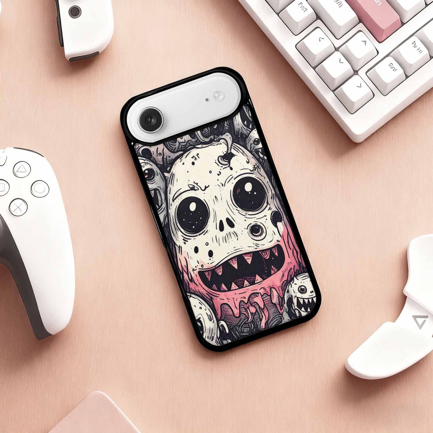 iPhone 17 Air Case — Black Ink Linework Creature Pattern Original, Unique Phone Case Design