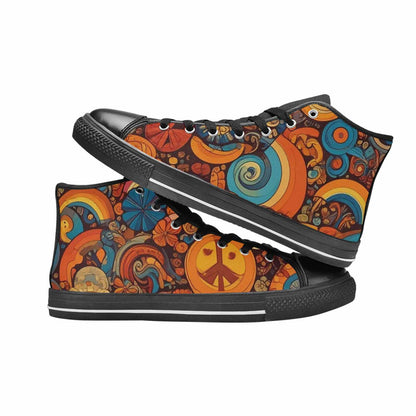 MEN'S Groovy 70S Peace High Top Canvas Y2K Custom Shoes