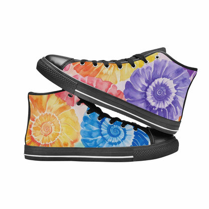MEN'S Tie Dye Swirl High Top Canvas Vibrant Chaos Shoes