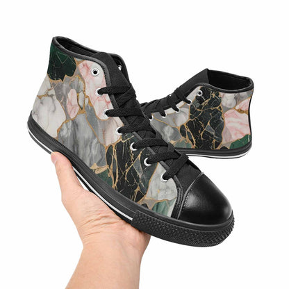 MEN'S Marble Stone Texture High Top Canvas Vibrant Chaos Custom Shoes