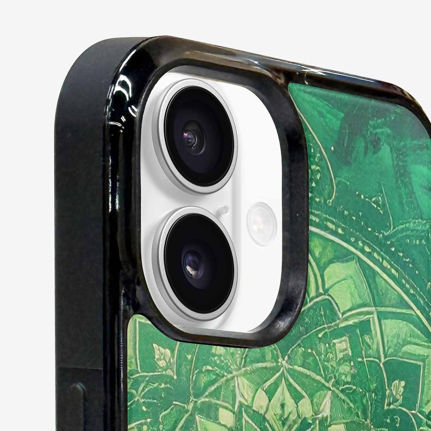 iPhone 16 Case — Green Mandala Bohemian Print Edge To, Customized Protective Case