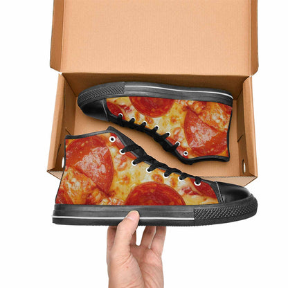 MEN'S Pepperoni Pizza Print High Top Canvas Vivid Custom Sneakers