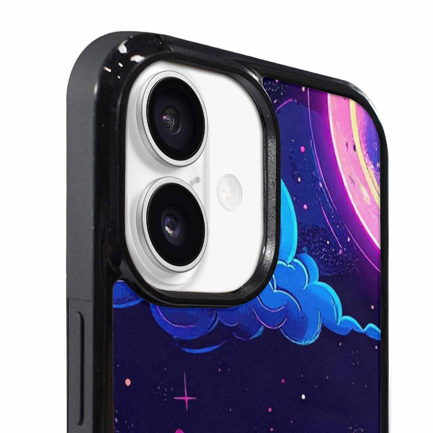 iPhone 17 Case — Neon Winter Moon Cartoon Cute, Custom Print Case Cover
