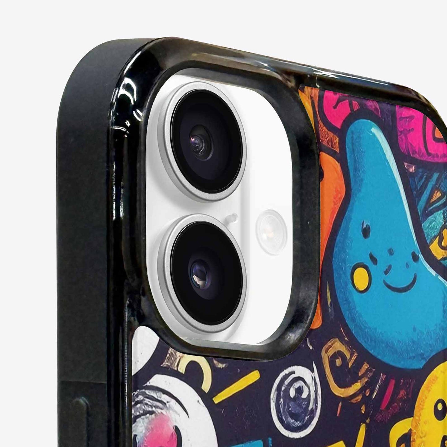 iPhone 16 Plus Case — Hand Drawn Icon Doodle Pattern Hundreds, Custom Art Phone Cover