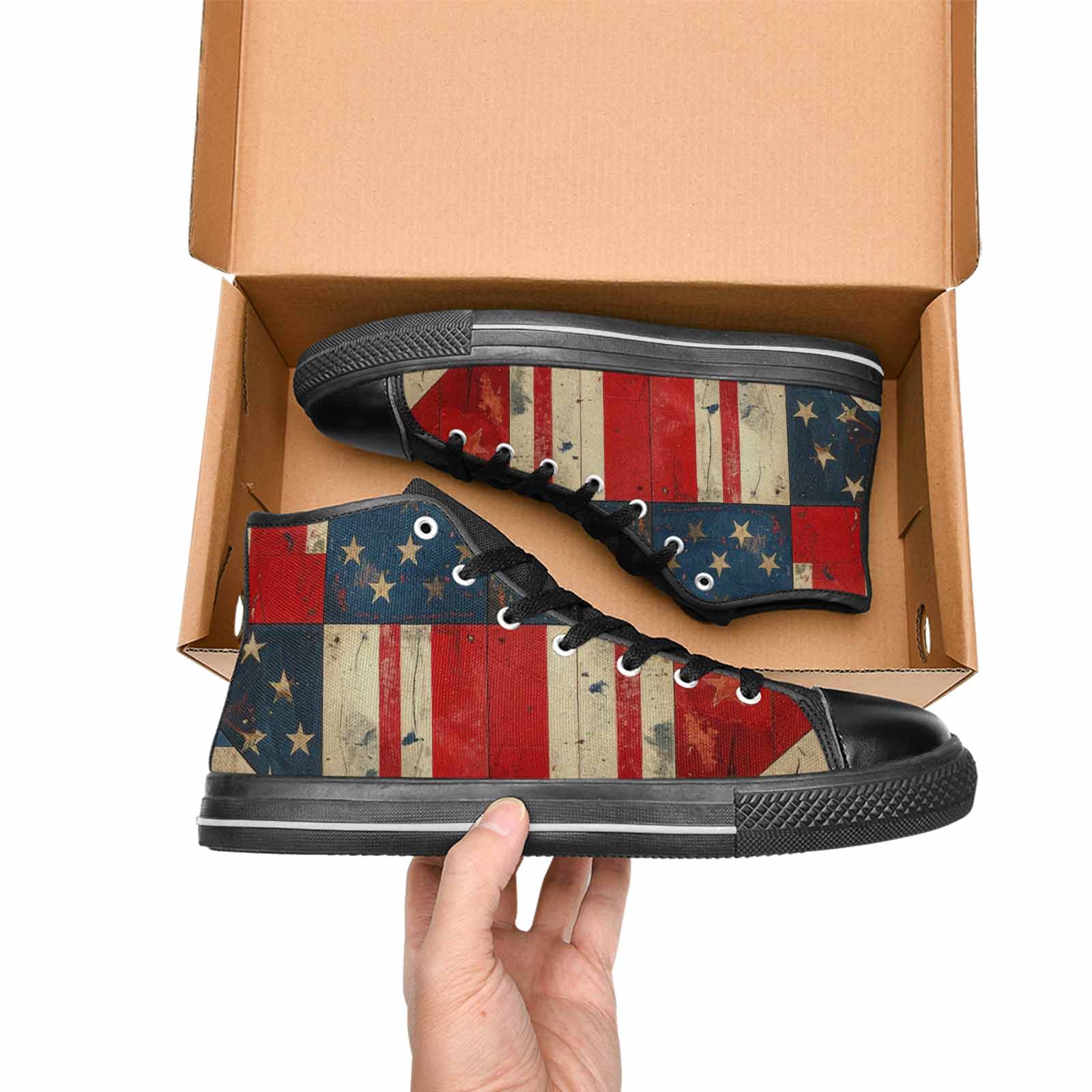MEN'S American Flag Stars High Top Canvas Surreal Custom Shoes