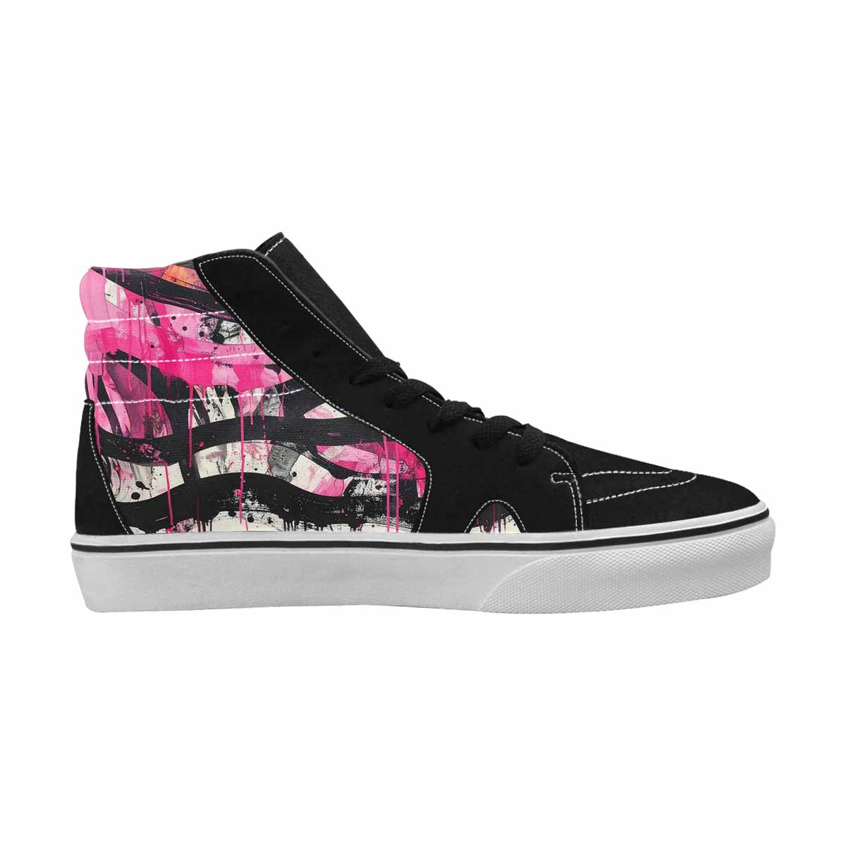 MEN'S Zebra Stripe Burst High Top Canvas Melting Art Custom Sneakers