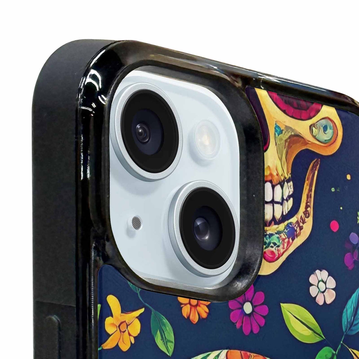 iPhone 15 Case — Rainbow Sugar Skull Weave, Personalized Phone Case