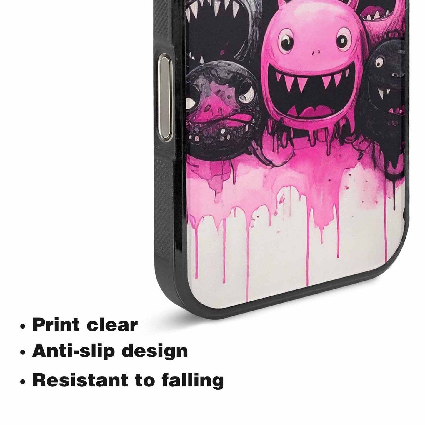 iPhone 16 Pro Max Case — Monsters General Black Pink Ink Cartoon, Custom Made Phone Cover