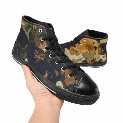MEN'S Military Camo Skull High Top Canvas Grunge Custom Shoes