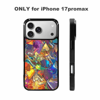 iPhone 17 Pro Max Case — Holographic Iridescent Shimmer Pattern Original Art, Custom Phone Case