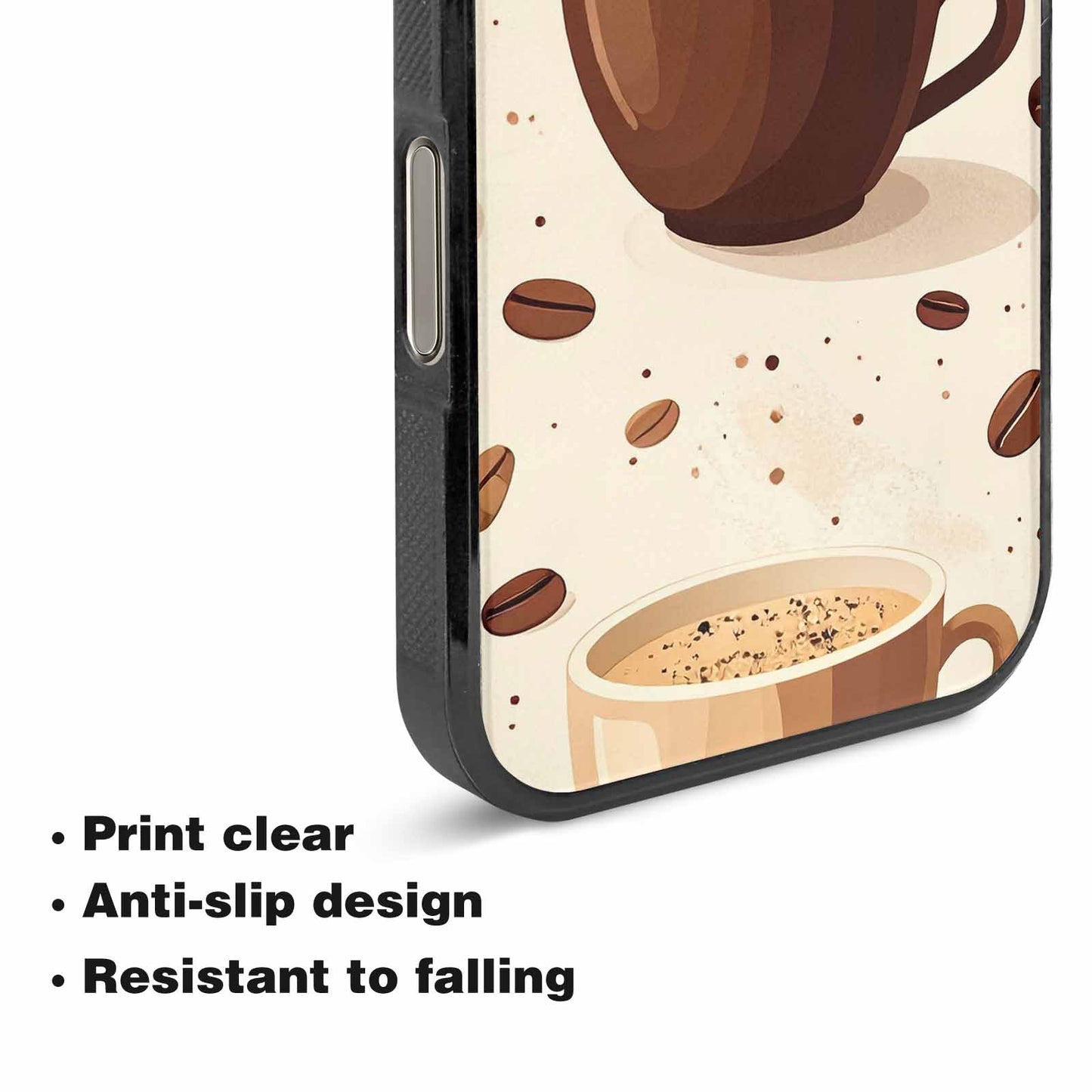 iPhone 16 Pro Max Case — Coffee Cup And Bean Pattern Seamless, Custom Made Phone Cover