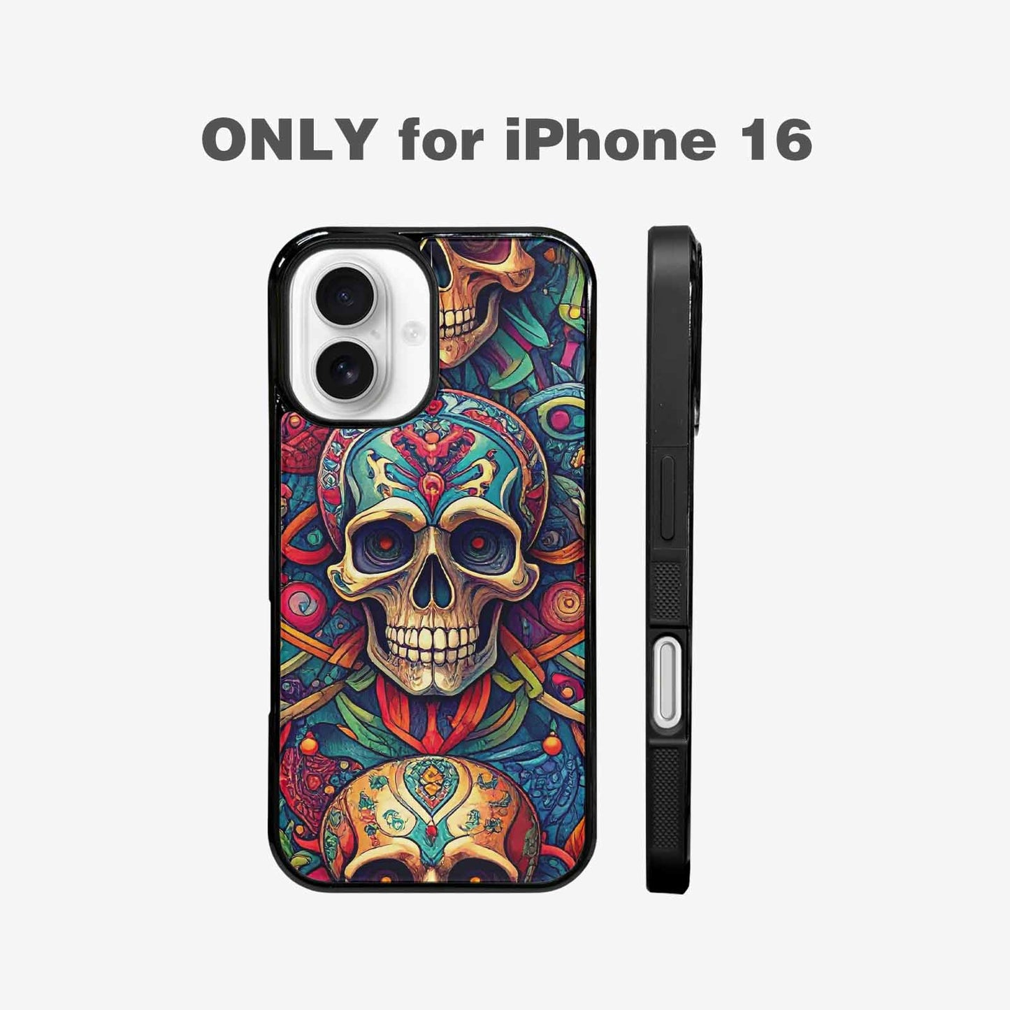 iPhone 16 Case — Sacred Geometry Lots Of Skulls Seamless, Custom Art Phone Cover
