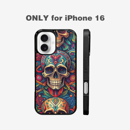 iPhone 16 Case — Sacred Geometry Lots Of Skulls Seamless, Custom Art Phone Cover