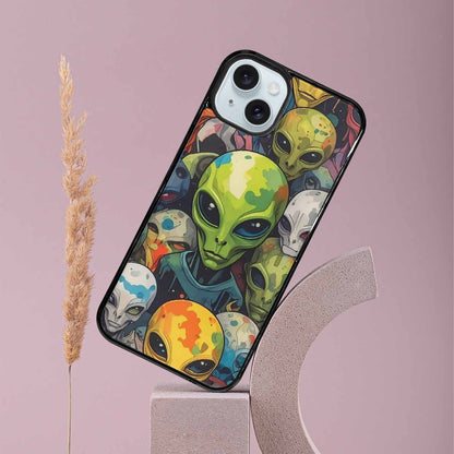 iPhone 15 Plus Case — Aliens Camo Aliens Pattern Hundreds Of, Custom Designed Case Cover