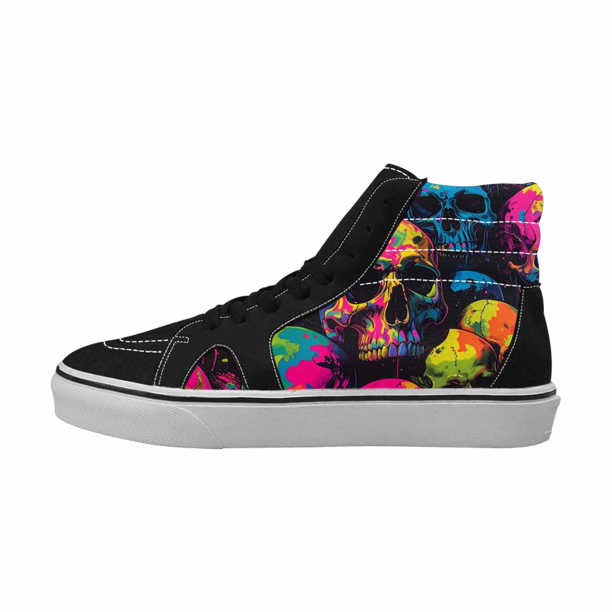 MEN'S 1000s Skulls Neon Camo High Top Canvas Vivid Custom Sneakers
