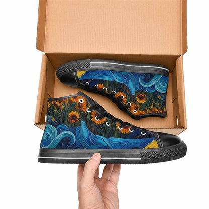 MEN'S Van Gogh-Style Swirl High Top Canvas Y2K Custom Sneakers