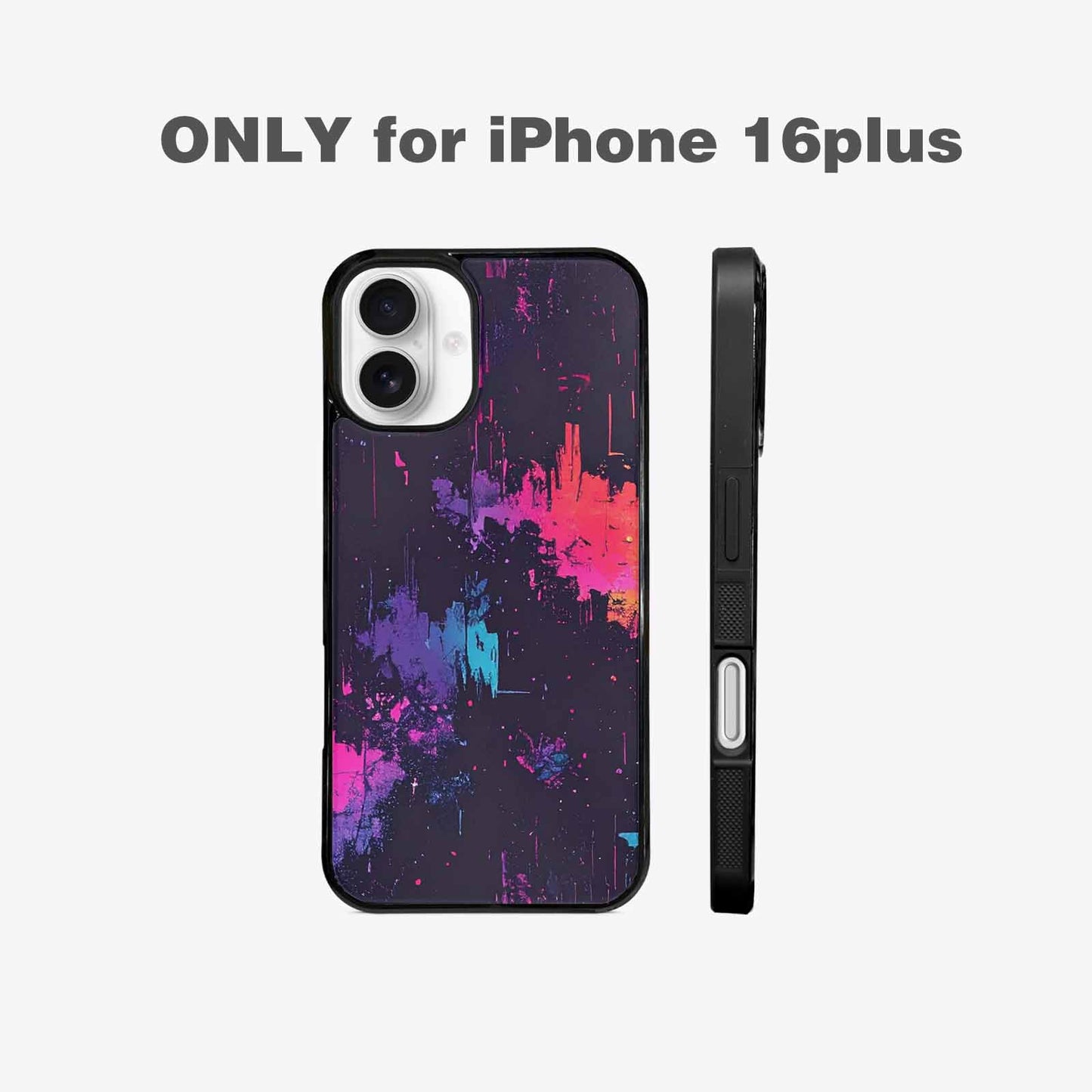 iPhone 16 Plus Case — Glitch Dark Art Seamless Pattern Vibrant, Unique Phone Case Design